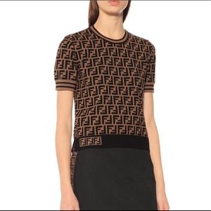 Authentic Fendi crew neck monogram sweater size IT 44